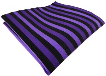 TigerTie Einstecktuch in lila schwarz gestreift - Tuch Polyester Gr. 25 x 25 cm