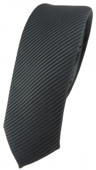 Modische schmale TigerTie Designer Krawatte anthrazit dunkelgrau fein gestreift