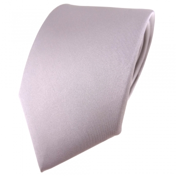TigerTie Satin Seidenkrawatte silber grau einfarbig Uni - Krawatte 100% Seide