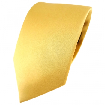 TigerTie Satin Seidenkrawatte gold hellgold einfarbig Uni - Krawatte 100% Seide