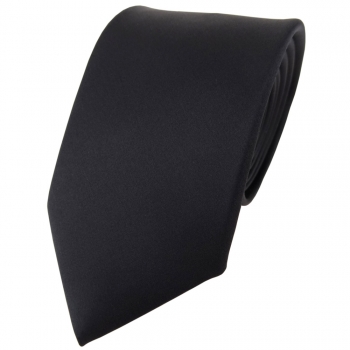 TigerTie Satin Seidenkrawatte in schwarz einfarbig Uni - Krawatte 100% Seide