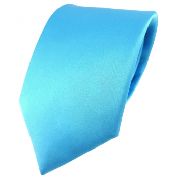 TigerTie Satin Seidenkrawatte in türkis einfarbig Uni - Krawatte 100% Seide
