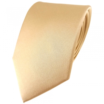 TigerTie Satin Seidenkrawatte in beige gold bronze Uni - Krawatte 100% Seide