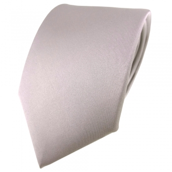 TigerTie Satin Seidenkrawatte grau silber einfarbig Uni - Krawatte 100% Seide
