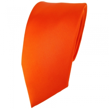 Modische TigerTie Satin Seidenkrawatte orange einfarbig - Krawatte 100% Seide