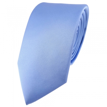 Modische TigerTie Satin Seidenkrawatte in blau einfarbig - Krawatte 100% Seide
