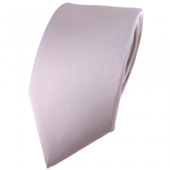 Modische TigerTie Satin Seidenkrawatte silber grau einfarbig - Krawatte Seide
