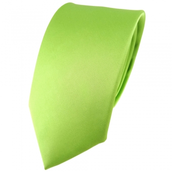 Modische TigerTie Satin Seidenkrawatte hellgrün einfarbig - Krawatte 100% Seide