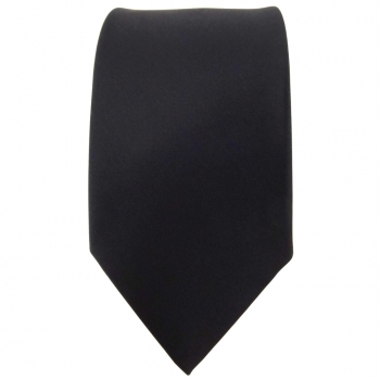 Modische TigerTie Satin Seidenkrawatte schwarz einfarbig - Krawatte 100% Seide