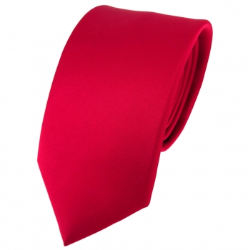 Modische TigerTie Satin Seidenkrawatte in rot einfarbig - Krawatte 100% Seide