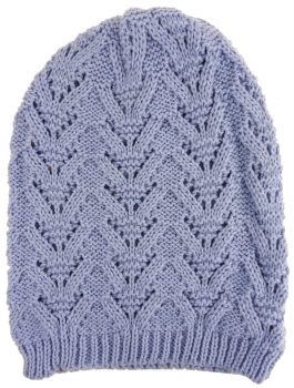 Damen Strickmütze hellblau Uni - Wintermütze  Mütze Größe (dehnbar zwischen M-L)