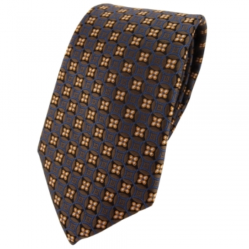 TigerTie Designer Krawatte in braun dunkelbraun blau silber gemustert