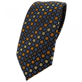 schmale TigerTie Krawatte in braun blau gold orange silber schwarz gepunktet