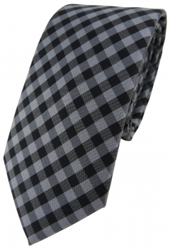Modische TigerTie Designer Krawatte in anthrazit grau schwarz kariert