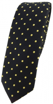 schmale TigerTie Krawatte Schlips in schwarz gold gepunktet (4,5 cm)