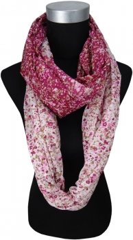 Damen Loop in pink rosa braun grauweiss mit Blumenmuster - Gr. 170 x 70 cm