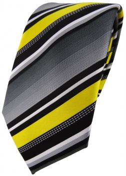 TigerTie Designer Krawatte in gelb silber grau weiss gestreift - Tie Binder