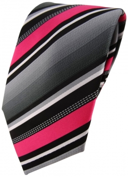 TigerTie Designer Krawatte in pink silber grau weiss gestreift - Tie Binder