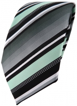 TigerTie Designer Krawatte in mint silber grau weiss gestreift - Tie Binder