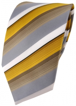 TigerTie Designer Krawatte in gold grau weiss gestreift - Tie Binder