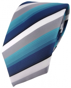 TigerTie Designer Krawatte in türkis petrol grau weiss gestreift -Tie Binder