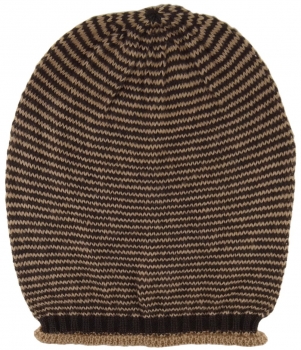 Strickmütze in braun dunkelbraun gestreift - Wintermütze ca. 28 cm x 24 cm