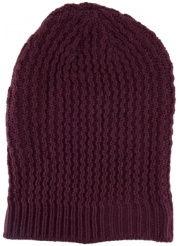 Strickmütze in violett bordeaux Uni - Wintermütze  ca. Höhe 30 cm x Breite 22 cm