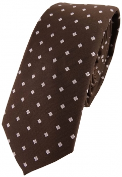 schmale TigerTie Krawatte braun nussbraun silber gepunktet mit Karos - Binder