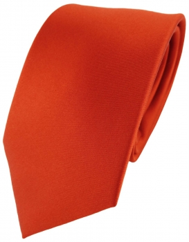 TigerTie Satin Seidenkrawatte orange dunkelorange Uni - Krawatte 100% Seide