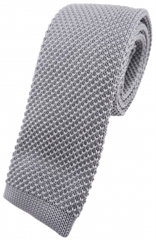 hochwertige TigerTie Strickkrawatte in grau einfarbig Uni - Krawatte
