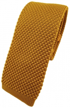 hochwertige TigerTie Strickkrawatte in safrangelb einfarbig Uni - Krawatte