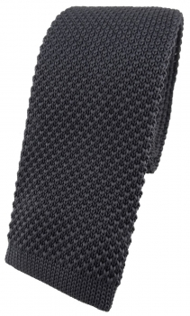 hochwertige TigerTie Strickkrawatte in anthrazit einfarbig Uni - Krawatte