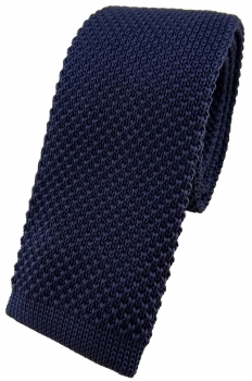 hochwertige TigerTie Strickkrawatte marine dunkelblau einfarbig Uni - Krawatte
