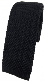 hochwertige TigerTie Strickkrawatte in schwarz einfarbig Uni - Krawatte