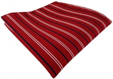 TigerTie Seideneinstecktuch rot dunkelblau marine silber gestreift - 100% Seide