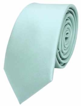 schmale TigerTie Satin Krawatte mint blassmint grün uni - Schlips Tie Polyester