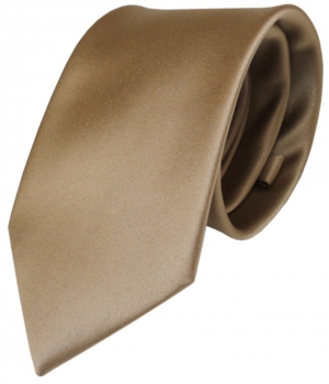 TigerTie Designer Satin Krawatte braun goldbraun uni 100 % Polyester
