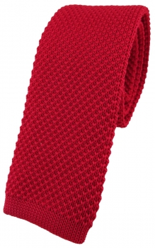 hochwertige TigerTie Designer Strickkrawatte in rot einfarbig Uni - Krawatte