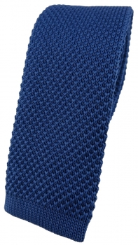 hochwertige TigerTie Designer Strickkrawatte blau royal einfarbig Uni - Krawatte