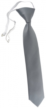 TigerTie Security Sicherheits Krawatte in grau Uni - vorgebunden mit Gummizug