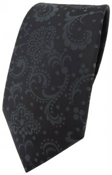 TigerTie Designer Krawatte in schwarz anthrazit Paisley gemustert