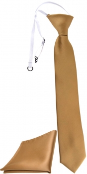 XXL TigerTie Security Sicherheits Krawatte + Einstecktuch in gold einfarbig