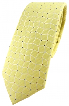 schmale TigerTie Designer Seidenkrawatte in gelb silber blau gemustert