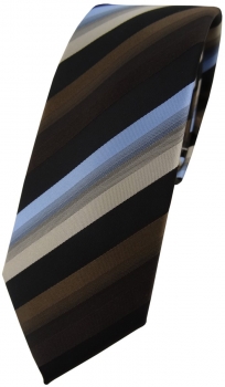 schmale TigerTie Krawatte in braun dunkelbraun blau beige schwarz gestreift