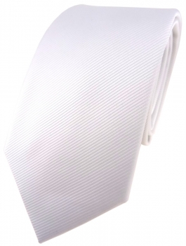 TigerTie Designer Krawatte in weiß reinweiß schneeweiß einfarbig Uni Rips
