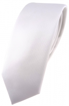 schmale TigerTie Designer Krawatte weiß reinweiß schneeweiß einfarbig uni Rips