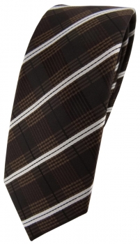 schmale TigerTie Designer Krawatte in braun dunkelbraun creme schwarz gestreift