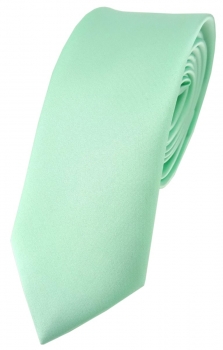 schmale TigerTie Satin Krawatte in mint Uni einfarbig - Schlips Binder Tie