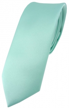 schmale TigerTie Satin Krawatte in mint grün Uni einfarbig - Schlips Binder Tie