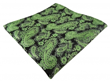 TigerTie Designer Einstecktuch in grün schwarz silber Paisley - Gr. 30 x 30 cm